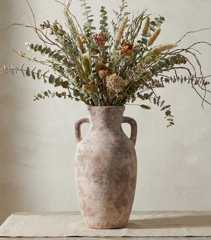 DREAMLOOM ceramic vase with handles 12inch—sturdy centerpiece for daily use