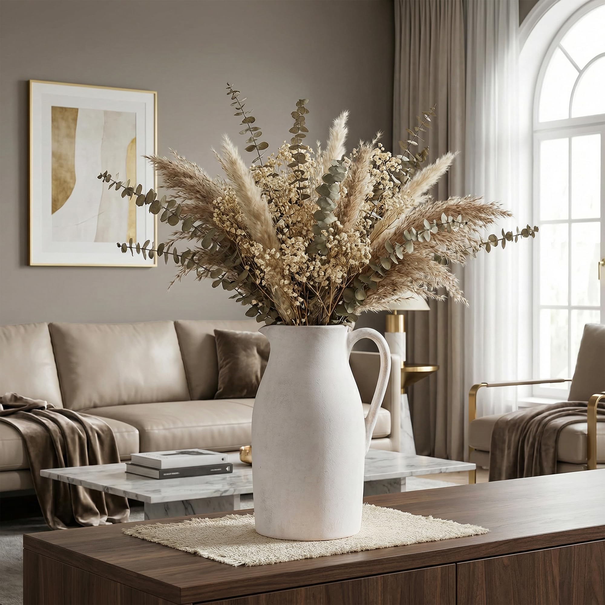 DREAMLOOM 11-inch vase suitable for fresh, faux, pampas, or dried stems.