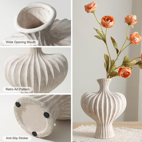 DREAMLOOM rustic farmhouse vase, side angle, complements boho interiors.