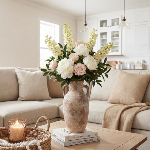 DREAMLOOM rustic vase on dining table as a focal point