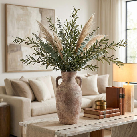 DREAMLOOM vase with faux flowers display waterproof and stable setup