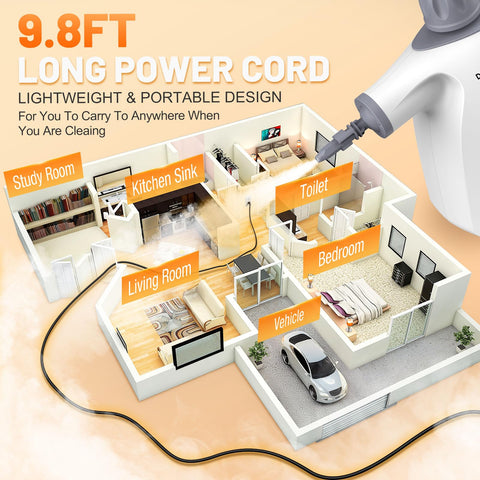 DreamNature steam cleaner emits hot steam at 230°F