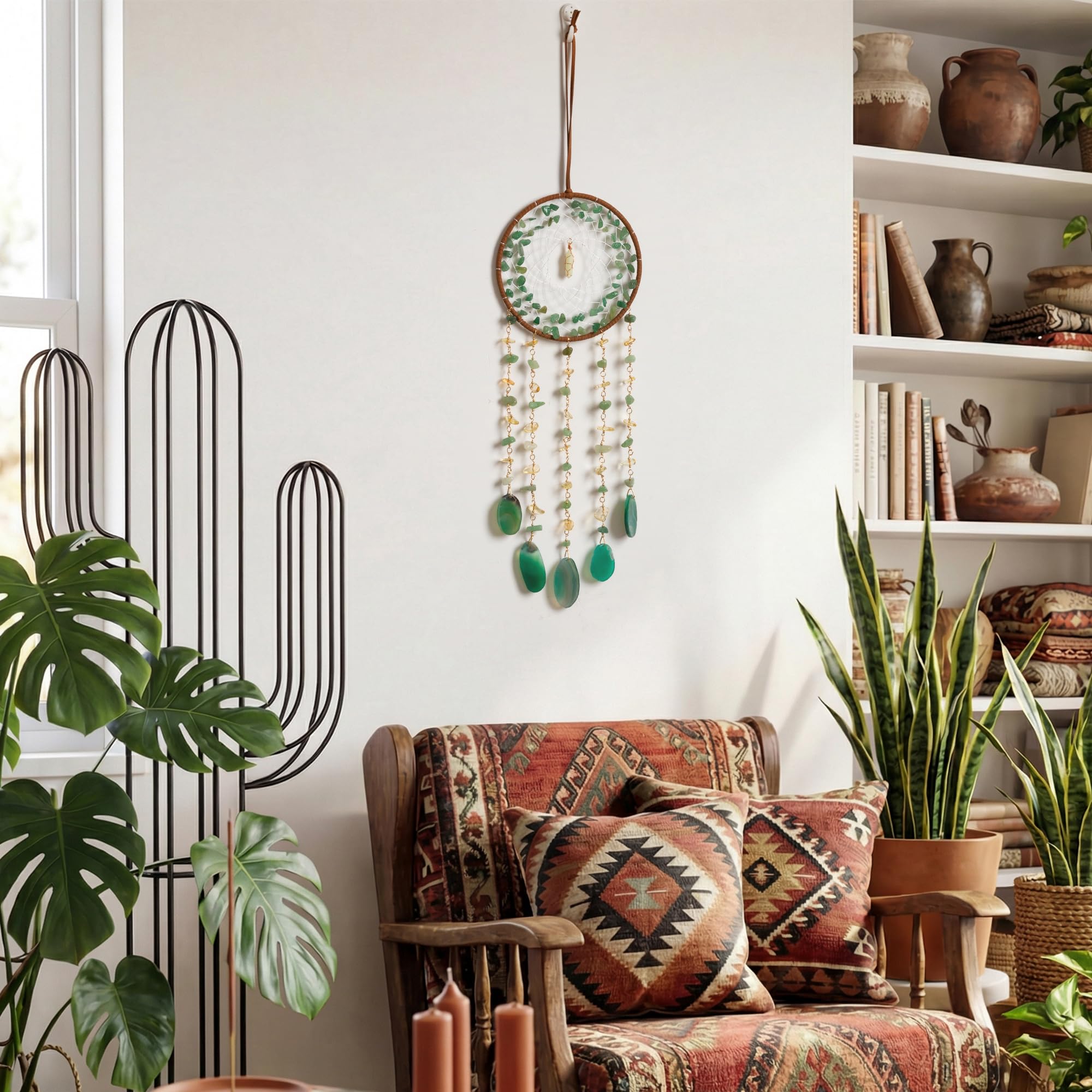 Dreamocean crystal dream catcher adds turquoise bedroom decor and shimmer