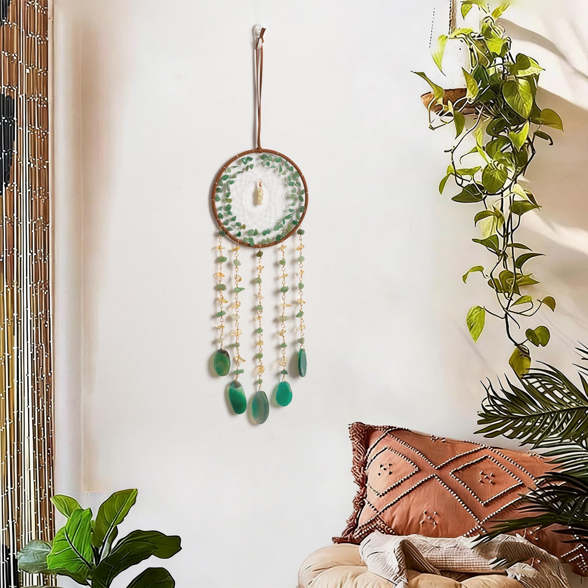 Dreamocean large turquoise dream catcher as a calming yoga room accent