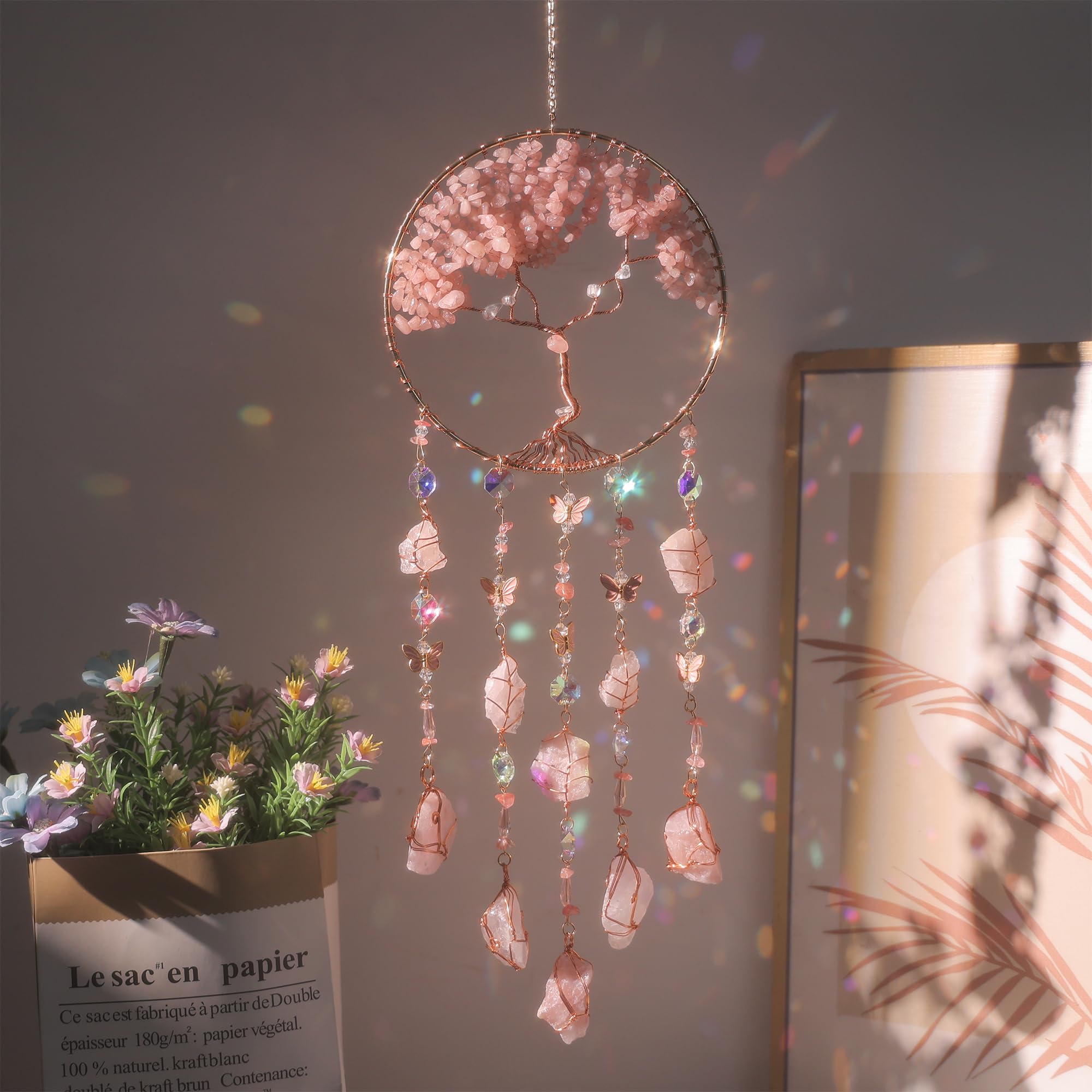 Dreamocean pink dream catchers with tree of life design grace windows and decor.