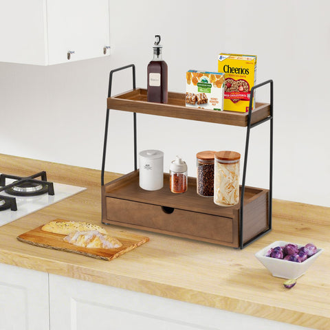 DreamPossible 2-tier organizer with drawer open shows discreet storage for small items.