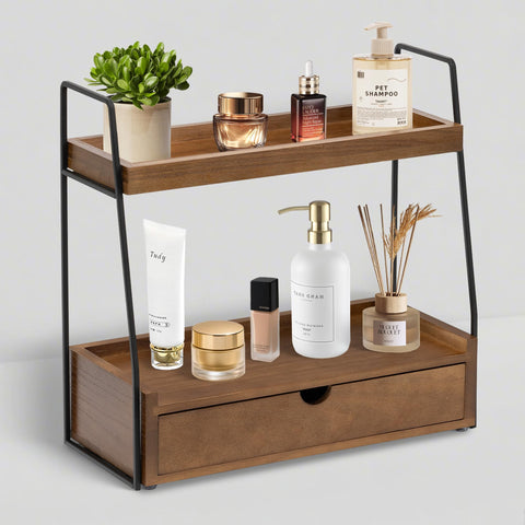 DreamPossible 2-tier bathroom organizer front view keeps daily essentials organized.
