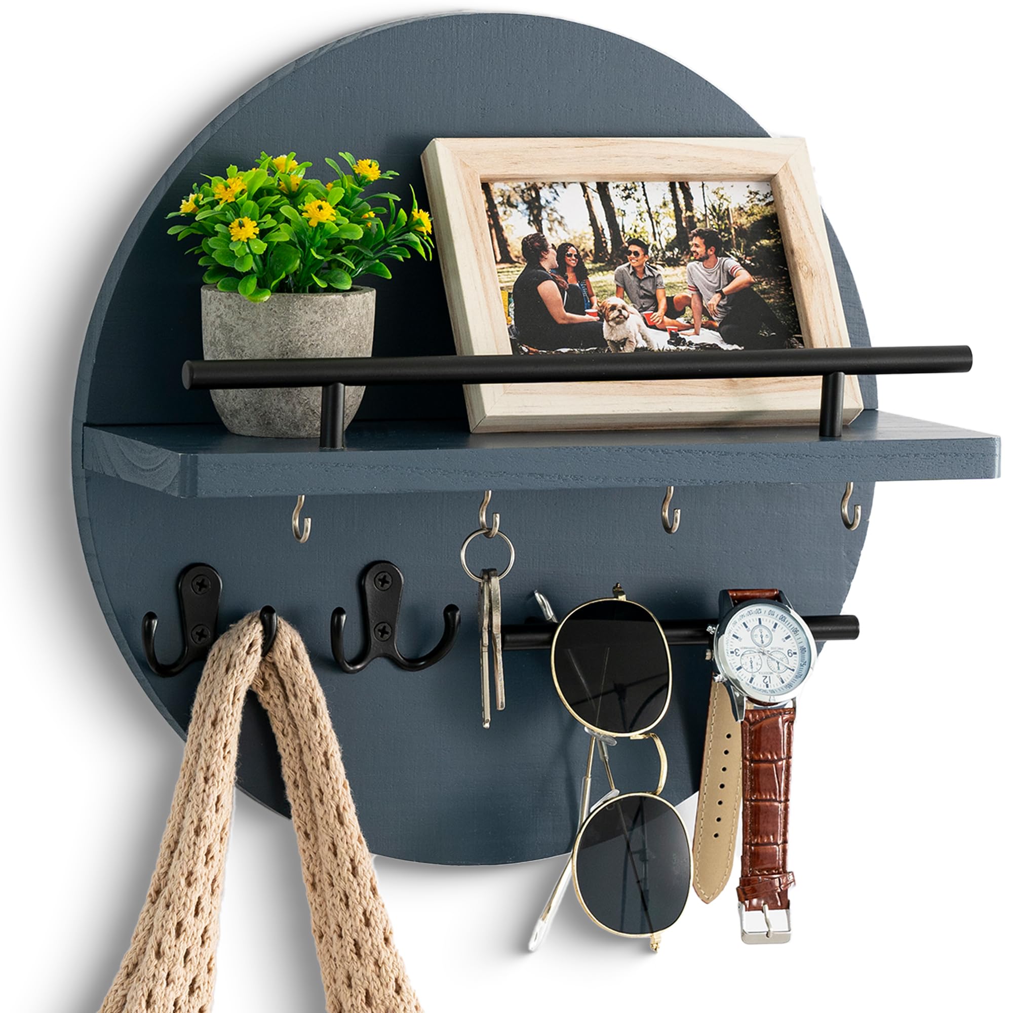 dreampossible key holder with wall shelf and hooks keeps daily items organized