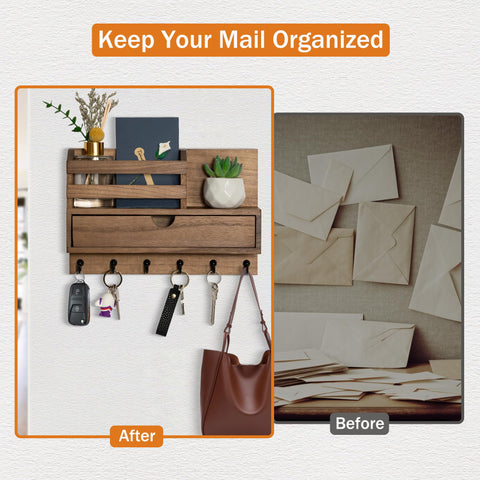 Dreampossible wall mail slot keeps mail neatly sorted and accessible.