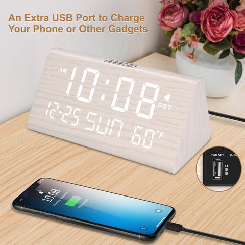DreamSky adapter-powered clock with battery memory backup.