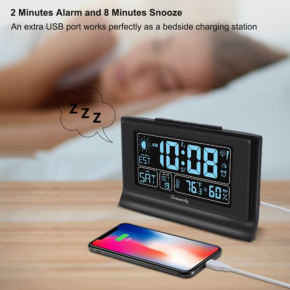 DreamSky alarm clock auto DST adjusts time automatically.