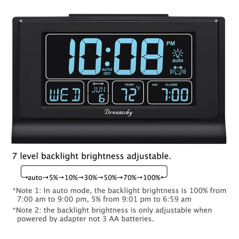 DreamSky alarm clock uses backup battery to preserve time during outages