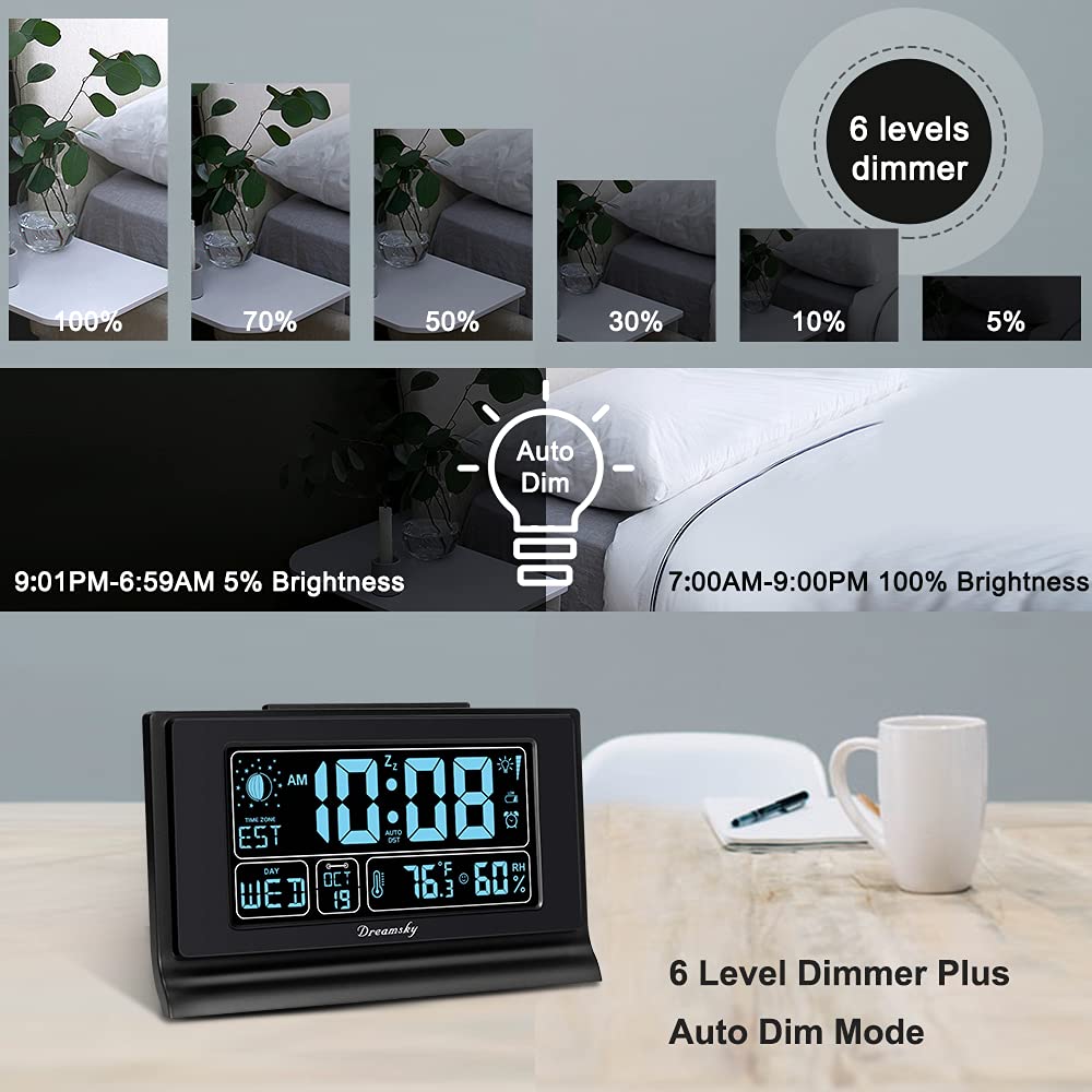 DreamSky alarm clock with battery backup keeps alarms during outages.
