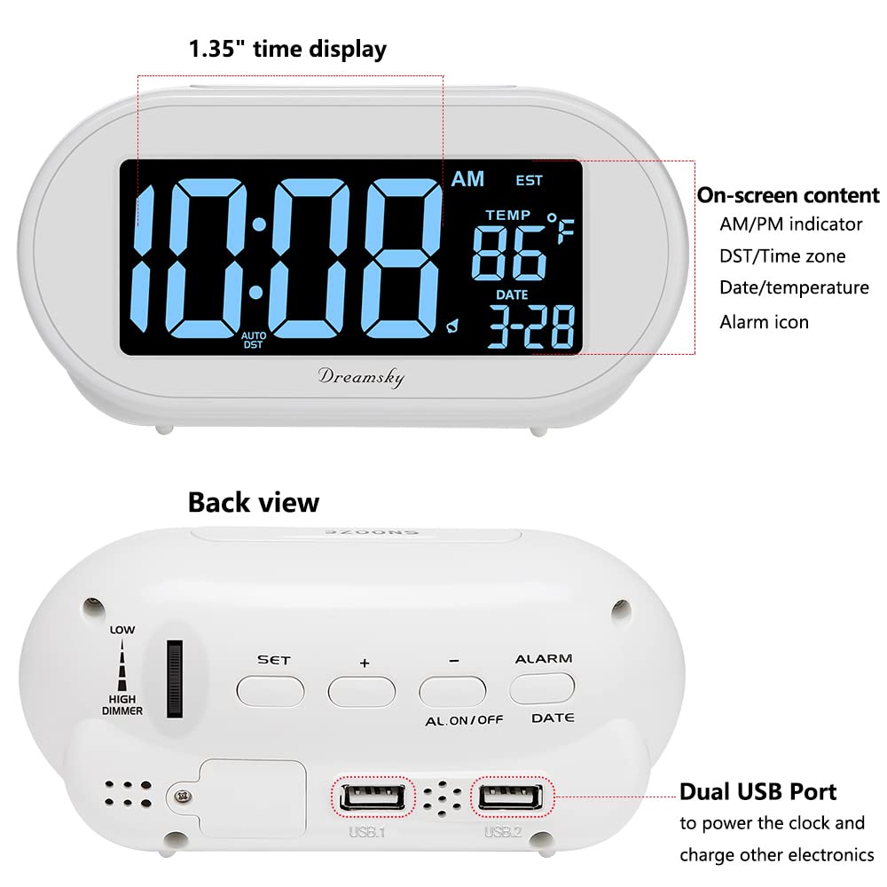 DreamSky clock shows date and temperature for planning.