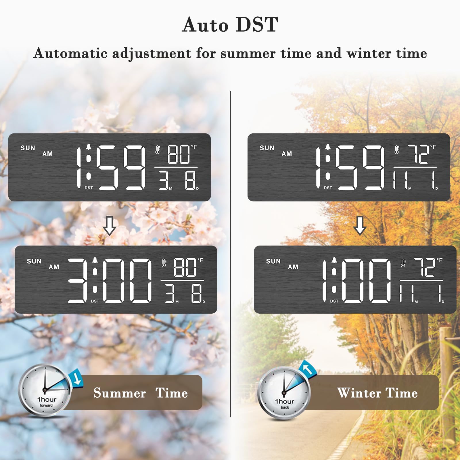 DreamSky alarm clock with dimmable brightness for day and night