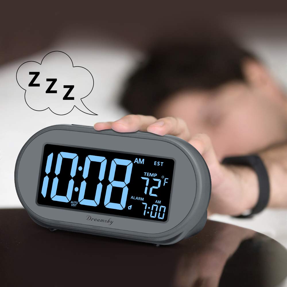 DreamSky alarm with ascending tone and 8-minute snooze.