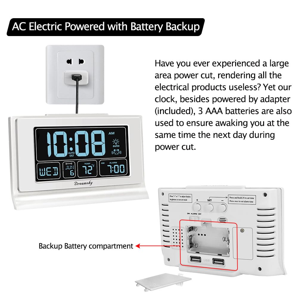 DreamSky Alarm Clock with snooze for gentle wake-ups after eight minutes