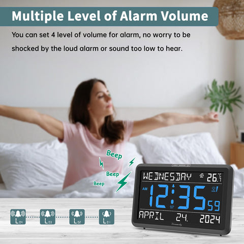 DreamSky alarm clock features four adjustable volume levels for wake-ups.