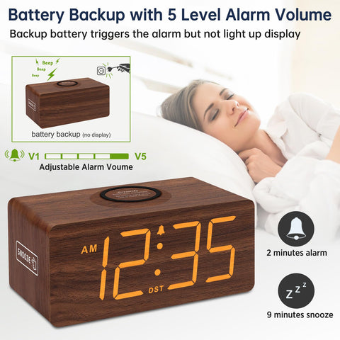DreamSky alarm offers five volume levels with backup memory for reliable wakeups.