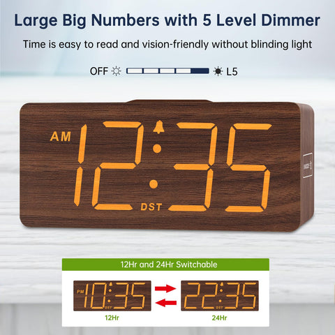 DreamSky clock with five brightness levels reduces glare during night use.