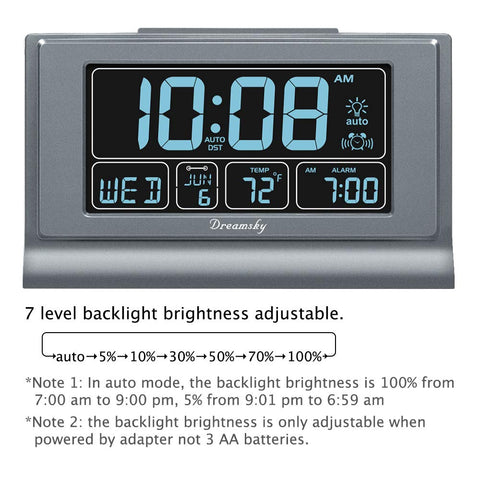 DreamSky clock auto-sets time and date when plugged in for easy setup