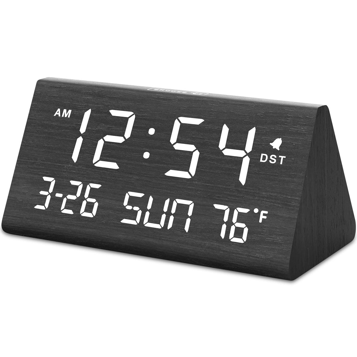 DreamSky digital alarm clock bedside display with large time and date for easy room-wide visibility.