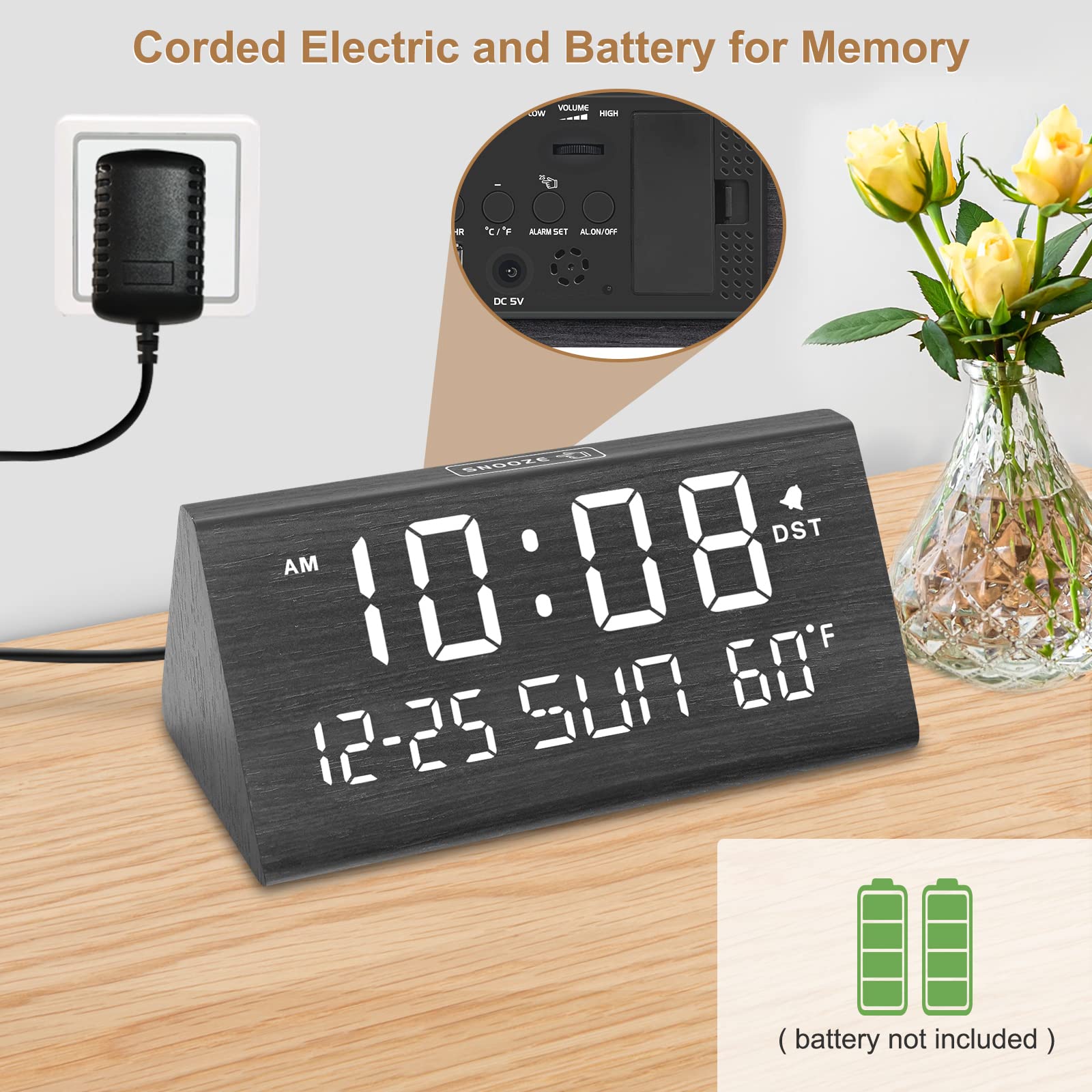 DreamSky clock USB port enables convenient charging on the nightstand.