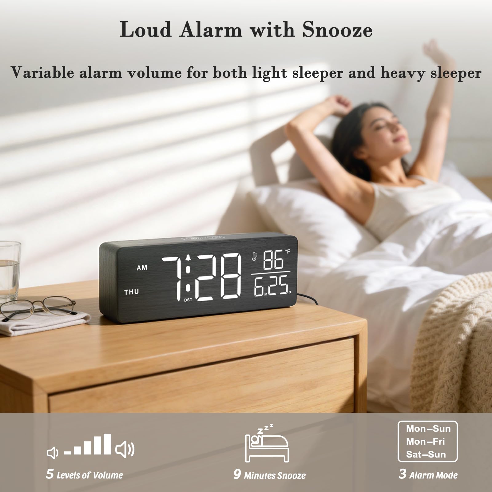 DreamSky digital clock displaying indoor temperature for comfort