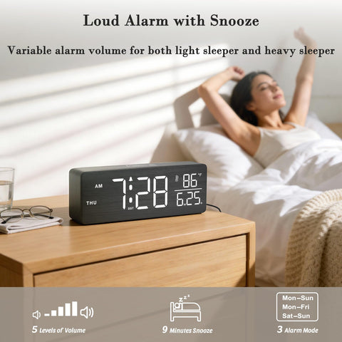 DreamSky digital clock displaying indoor temperature for comfort