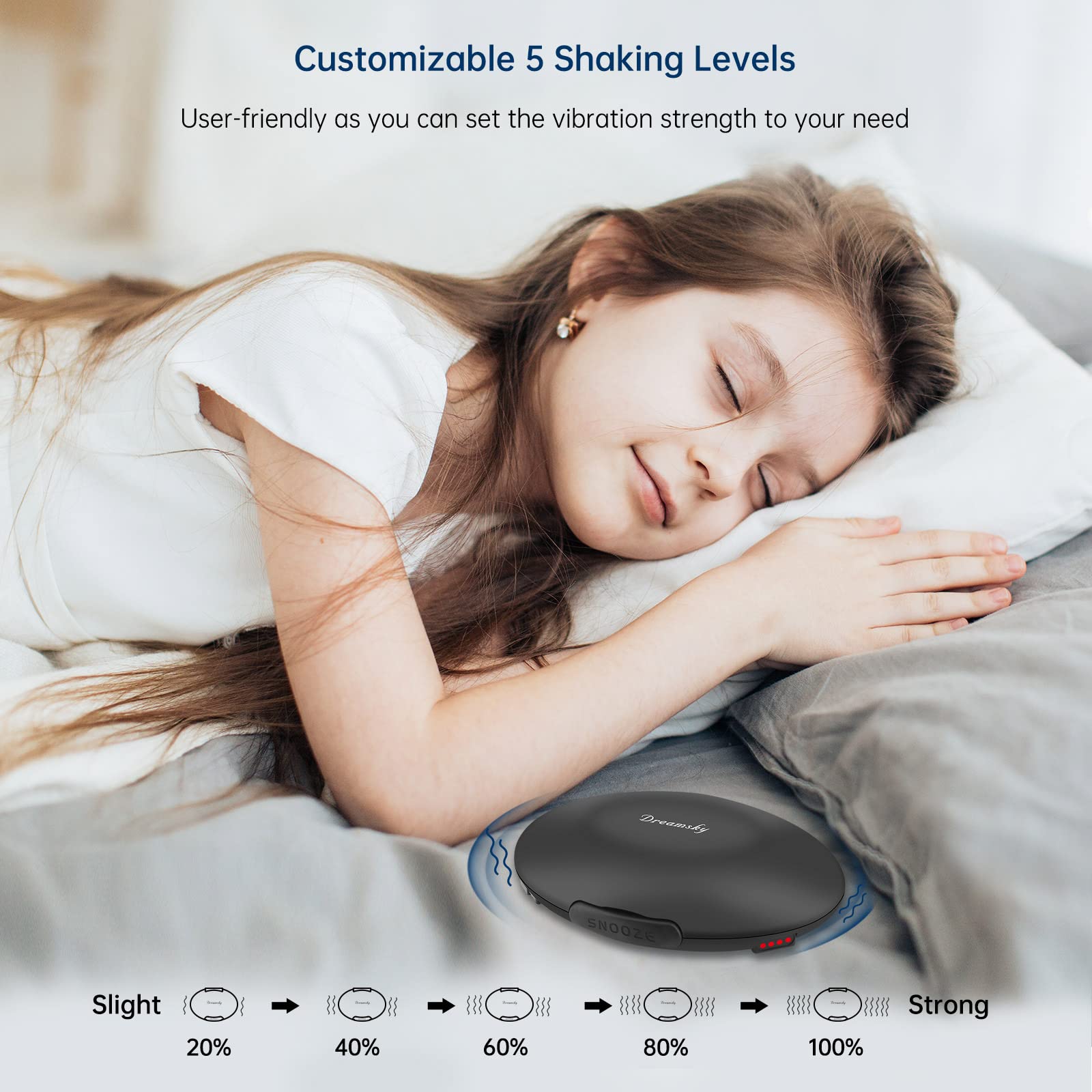 DreamSky dual wake mode with vibration and alarm tone for flexibility