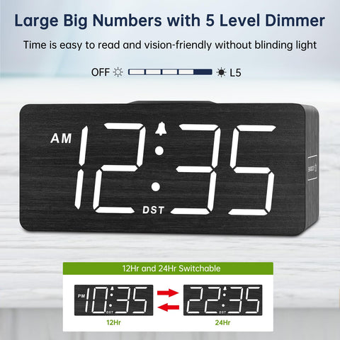DreamSky clock uses five-level brightness dimmer to suit any room lighting.