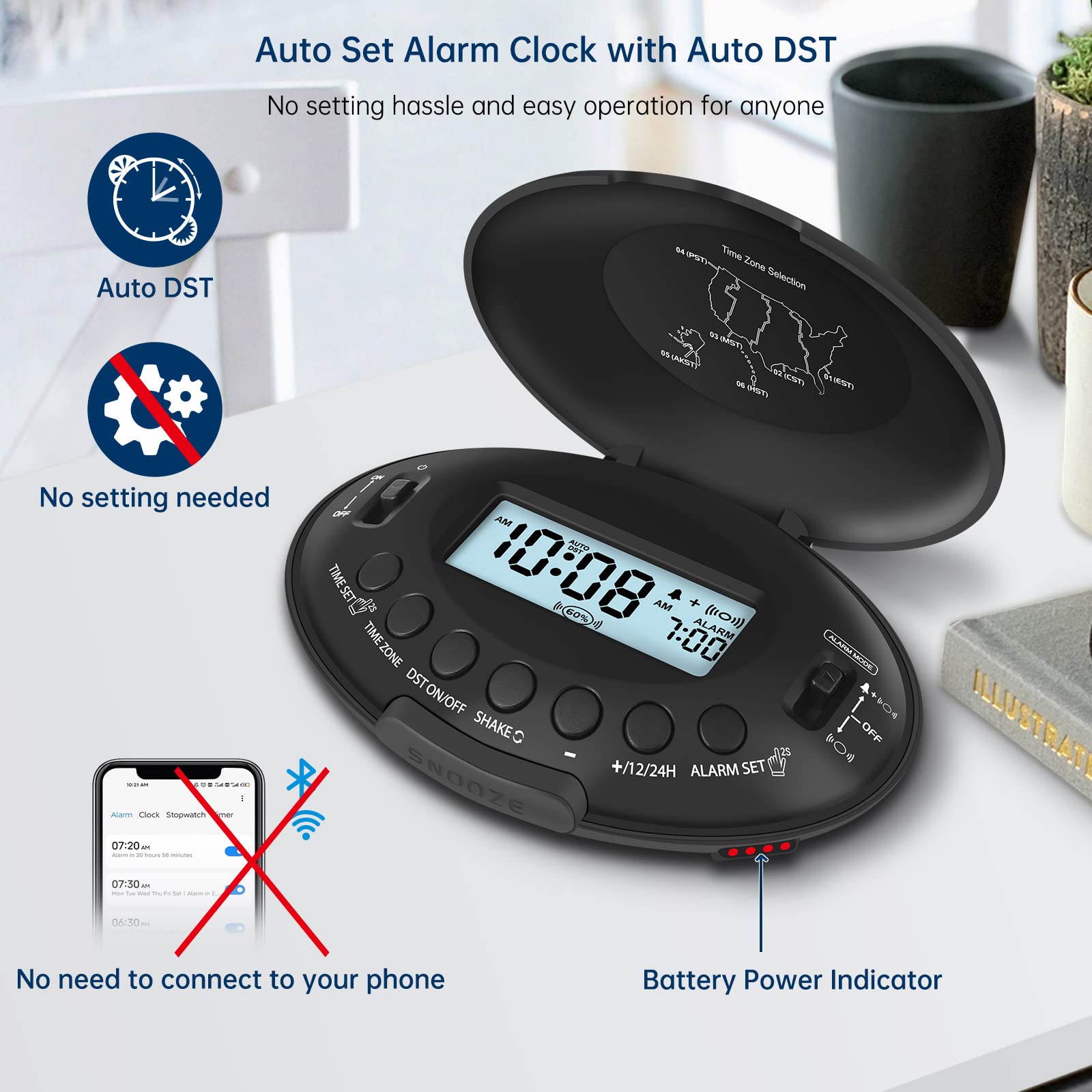 DreamSky five-level vibration alarm with adjustable wake intensity
