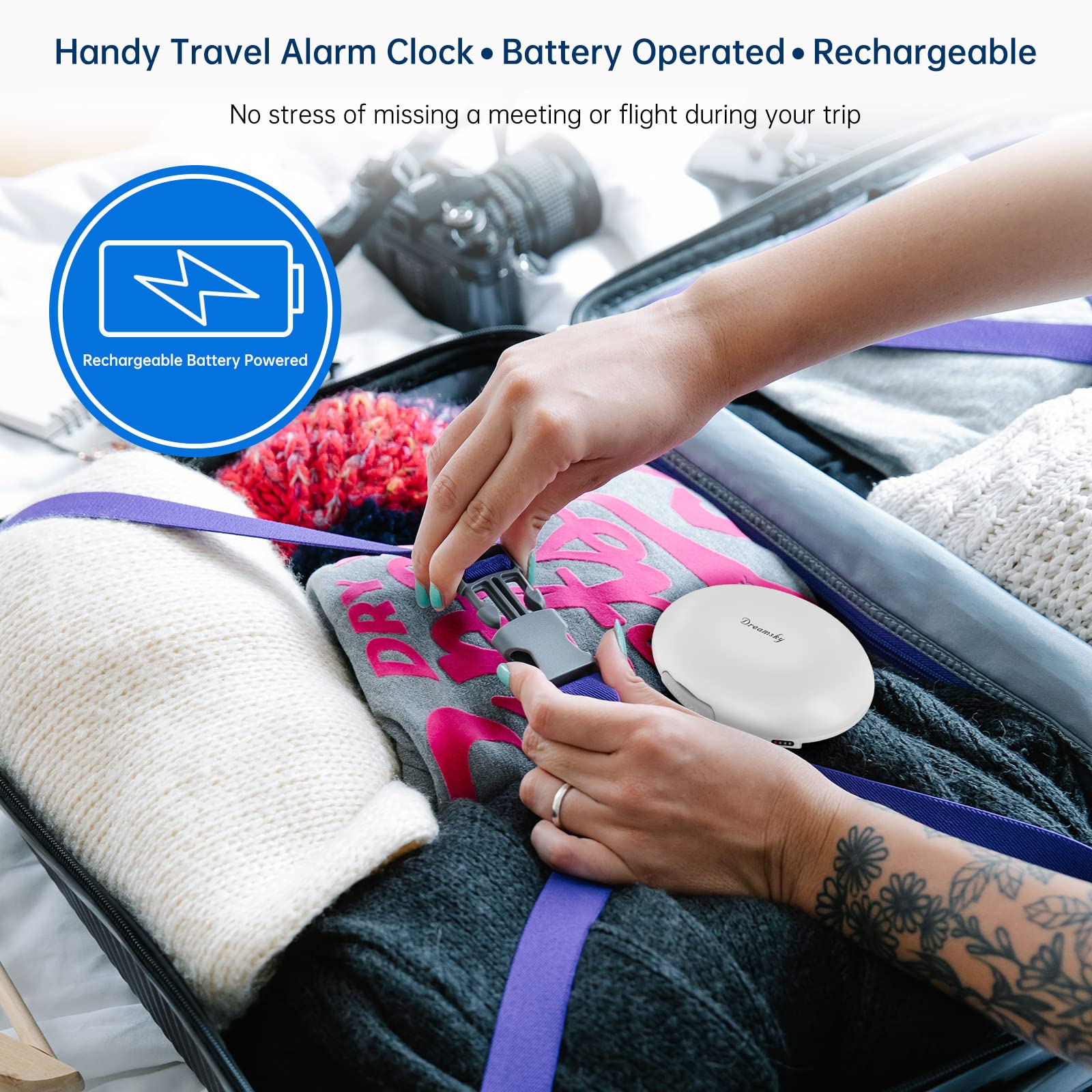 DreamSky five-level vibration strength for customizable wake-up intensity.