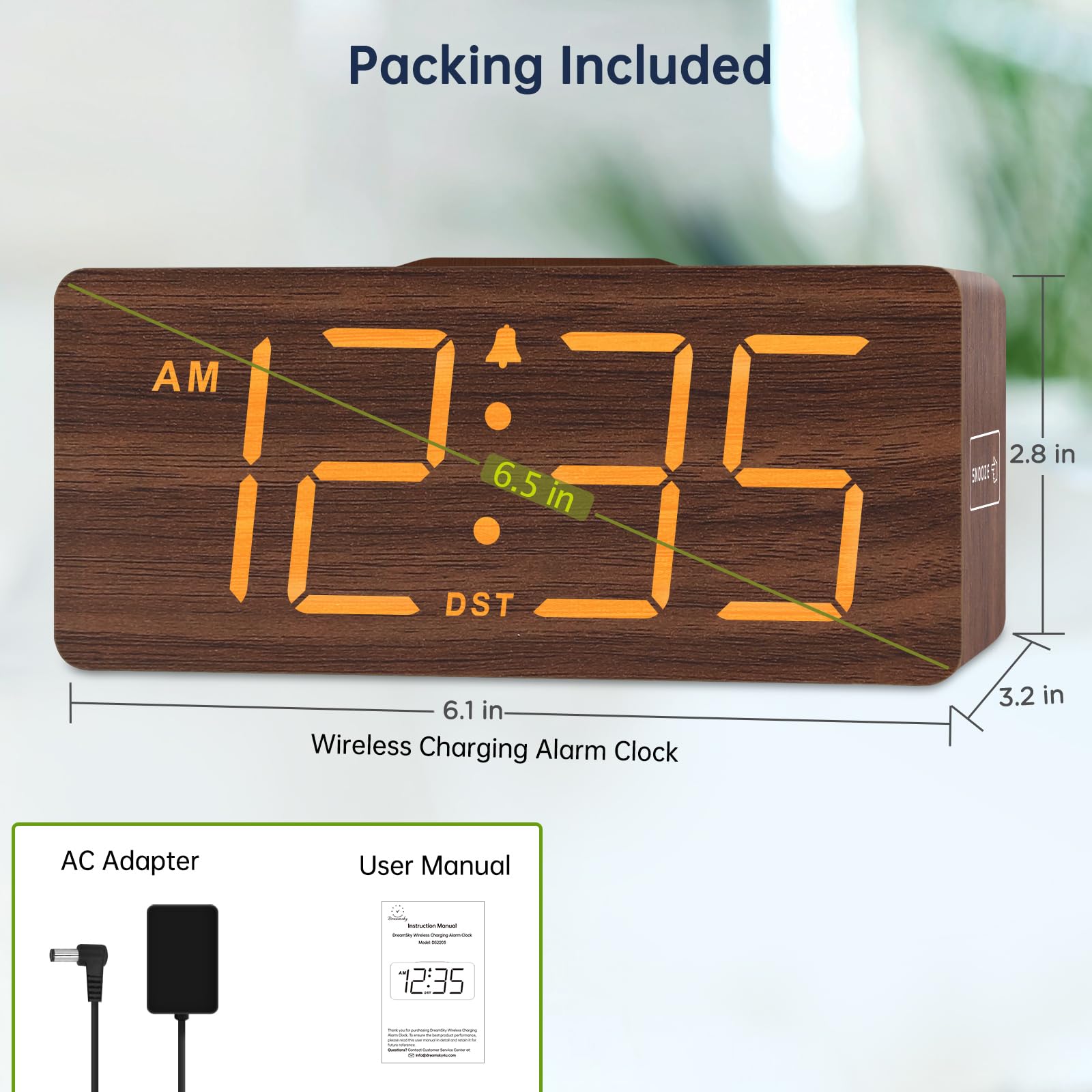 DreamSky plug-in clock with memory preserves settings during power outages.