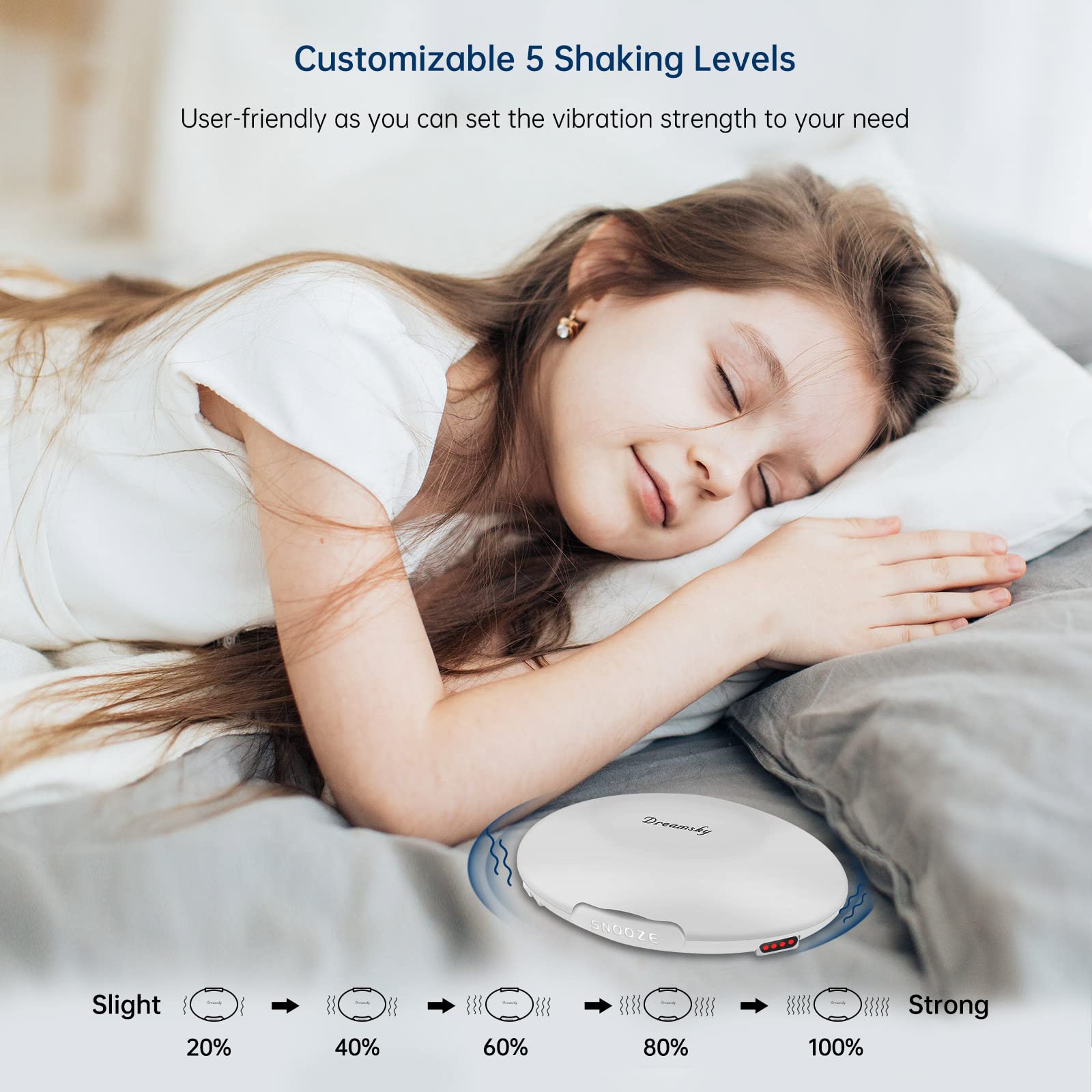 DreamSky rechargeable alarm clock front display for reliable daily use.