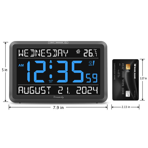 DreamSky senior desk clock compact design fits neatly on a bedside table.