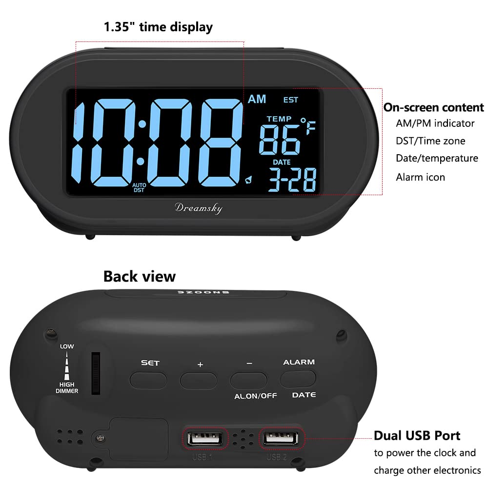 DreamSky temperature display shows room temperature for quick comfort checks.