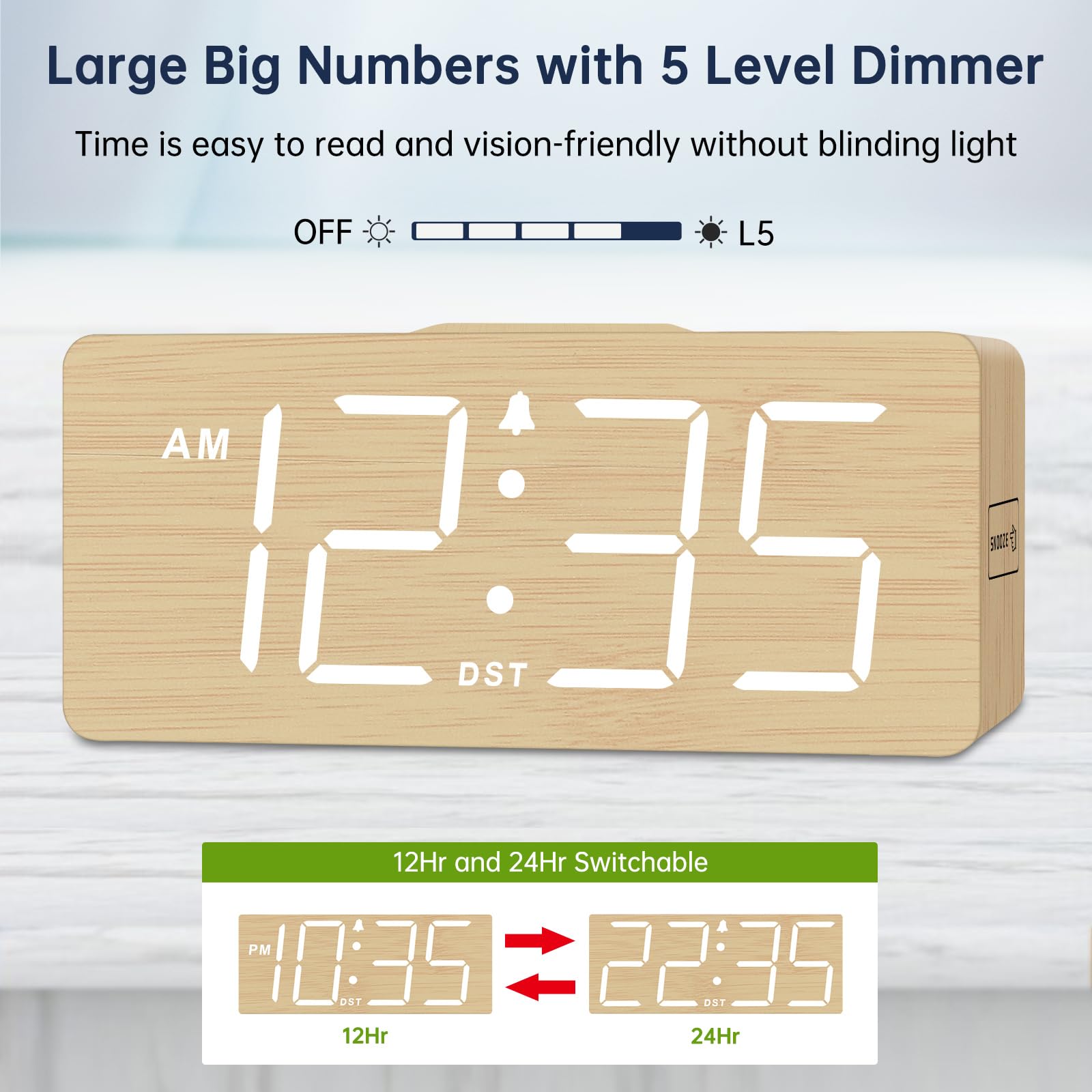 DreamSky alarm clock with USB port lets you charge other devices.