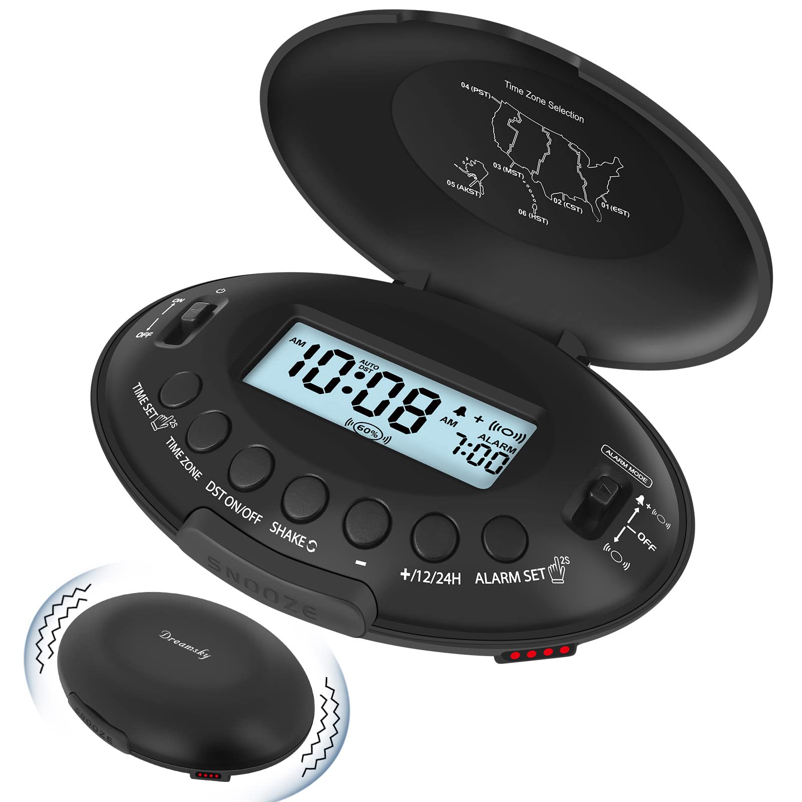 DreamSky vibrating alarm clock under pillow for a reliable wake-up cue