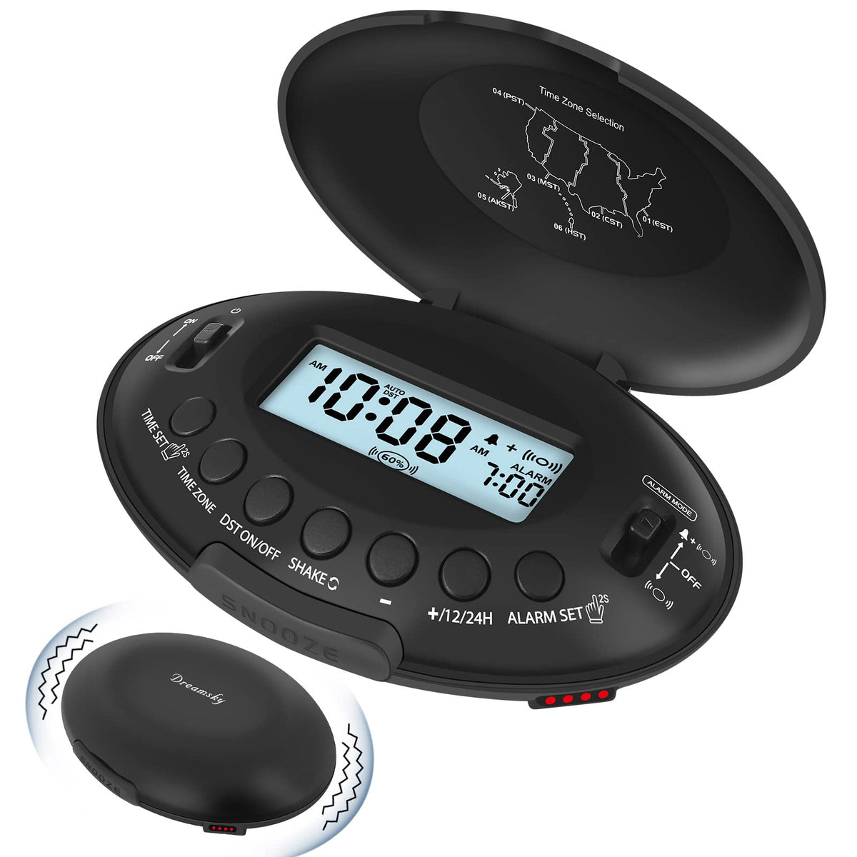 DreamSky vibrating alarm clock under pillow for a reliable wake-up cue
