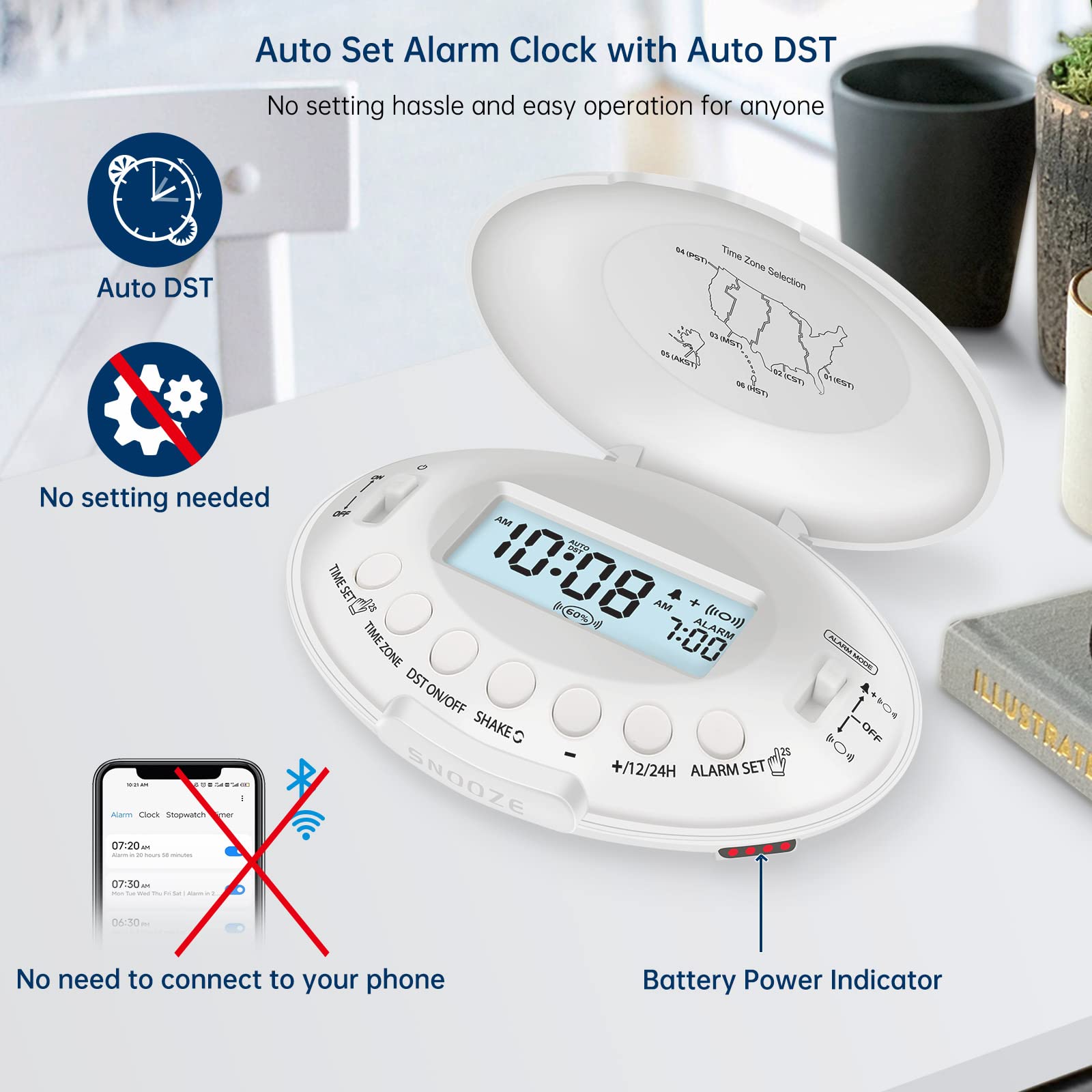 DreamSky wake mode with both vibrating alarm and beeping option.