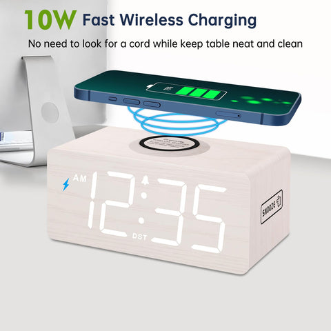 DreamSky 10W wireless charging pad on the clock for fast power overnight.