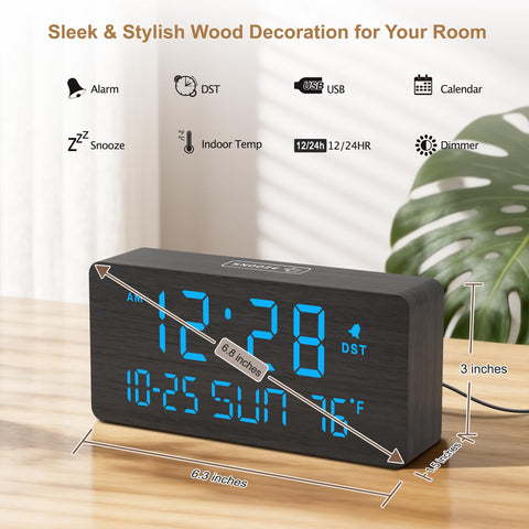 DreamSky wooden alarm clock digital display showing time readout