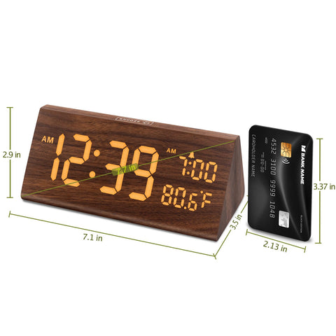 DreamSky wooden digital alarm clock bedroom decor adds warm natural style.