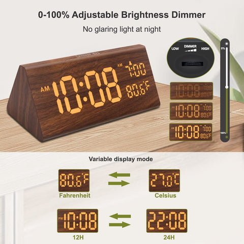 DreamSky brightness control on clock provides comfortable visibility day and night.