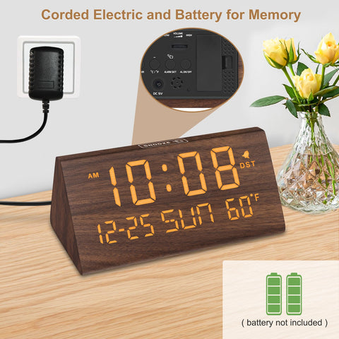 DreamSky wooden alarm clock date display helps you stay organized at a glance.