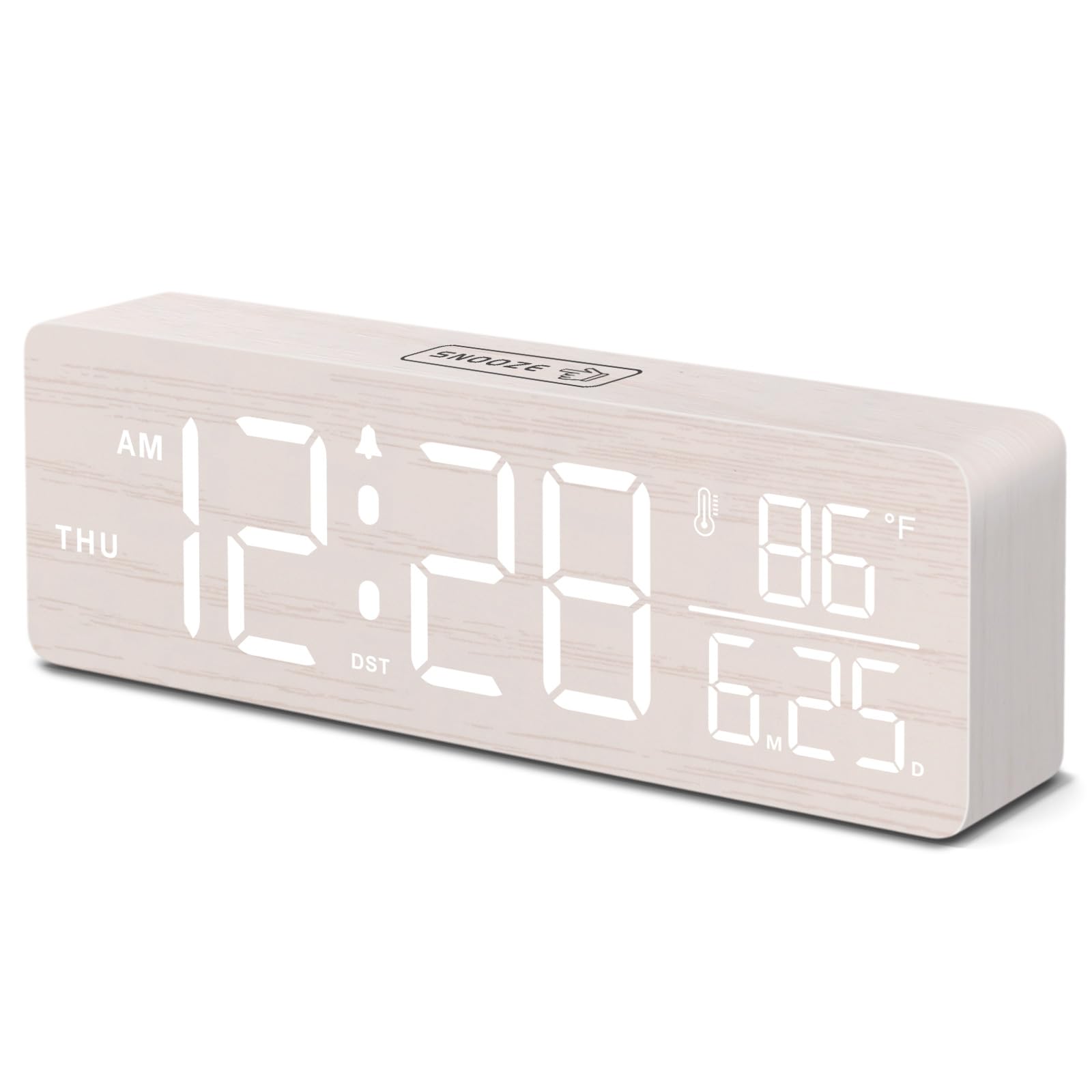 DreamSky wooden digital alarm clock with large display for easy room readability