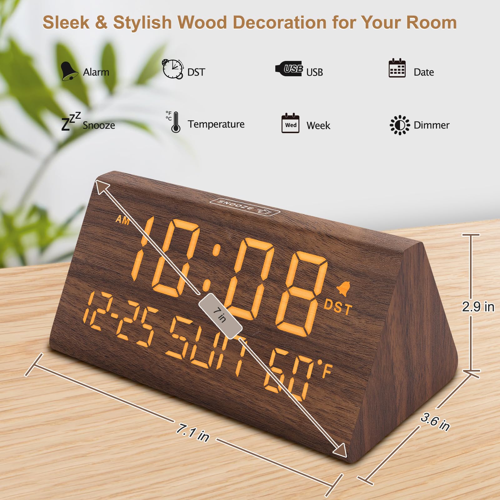 DreamSky alarm clock snooze button offers quick extra rest.