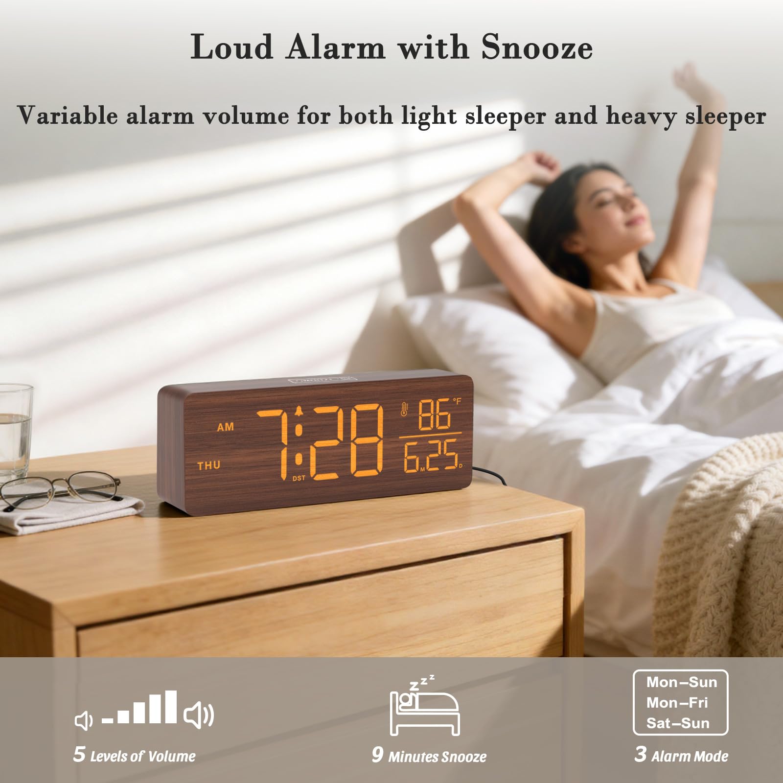 DreamSky clock shows indoor temperature for quick comfort checks