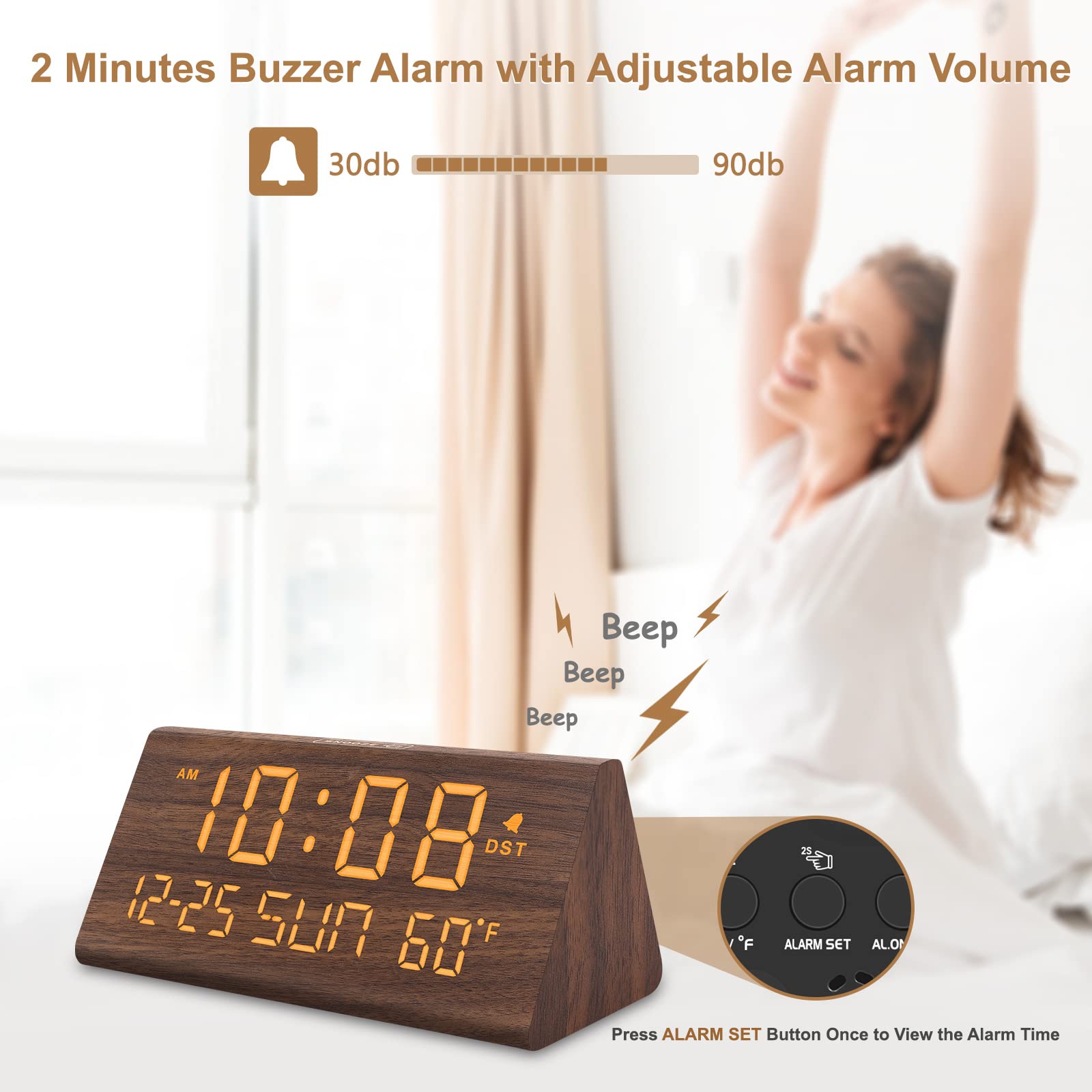 DreamSky alarm clock USB port charges devices at night.